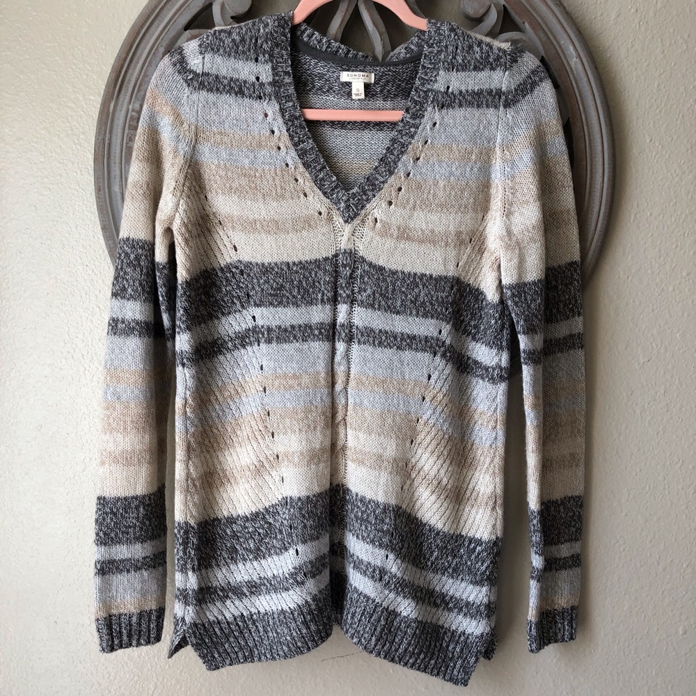 Sonoma brand striped soft  knit sweater size small